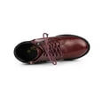 thumbnail image 4 of Unique Bargains Women's Lace Up Platform Chunky Heel Combat Boots Burgundy (Size 9.5), 4 of 6