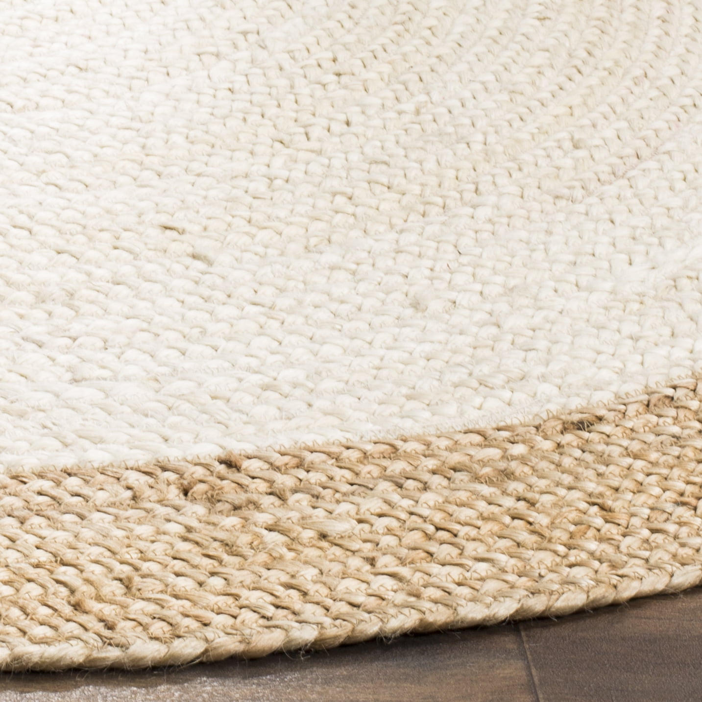 SAFAVIEH Natural Fiber Cebrail Geometric Area Rug, Ivory/Natural, 11' x 11' Round