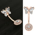 thumbnail image 2 of Navel Ring Round Butterfly Rhinestone Stainless Steel Body Ring Belly Ring, 2 of 10