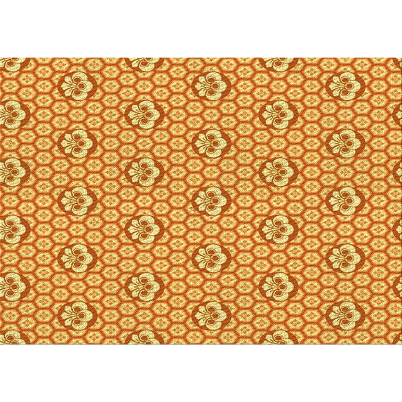 Ahgly Company Indoor Rectangle Patterned Orange Red Orange Area Rugs, 7' x 9'