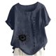 thumbnail image 1 of Camiseta Casual de Manga Corta con Botón de Cuello Redondo de las Mujeres, Tops Cortos para las Mujeres, 1 of 3
