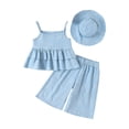 thumbnail image 2 of hengsof Baby Girl Clothes Toddler Girl Summer Outfits Sleeveless Ruffle Halter Tops Wide Leg Pants Kids Clothing Set 2PC, 2 of 8