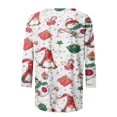 thumbnail image 4 of Camiseta suelta estampada a la moda para mujer, blusa de mangas 3/4, cuello redondo, camisetas informales Pompotops  FGAJ12246, 4 of 5
