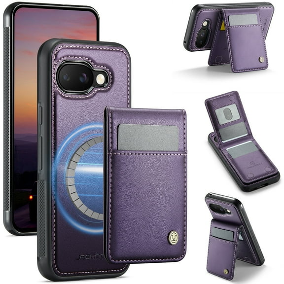 Decase for Google Pixel 9 Pro XL Wallet Case with Card Holder, Compatible with Mag-safe, RFID Blocking 2 in 1 Detachable Protective Phone Leather Cover with Kickstand for Women Men, Purple