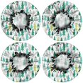 thumbnail image 2 of Shower Caps,Green Christmas Tree Pattern Waterproof Shower Cap for Women 4 Pieces,Double Reusable Hair Cover for Shower PEVA Elastic Stretch Hem, 2 of 7