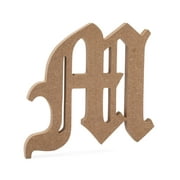 6" Old English Wooden Letter M - JoePaul's Crafts Premium MDF Wood Wall Letters (6 inch, M) 6 inch