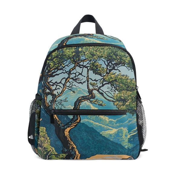 FORMRS Kids School Backpack with Front Zippered Pocket 12" Student Travel Daypack, Yellow Tree