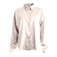thumbnail image 3 of DuoJiaJ New Spring And Summer Fashionable And Casual Women's Satin Imitation Silk Long Sleeved Shirt Women's Work Shirts Beige L, 3 of 4