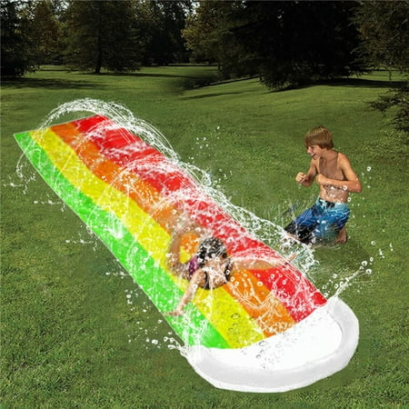 LeKing Water Slide Thick Durable Racing Slip Slide Mat Inflatable Spray Water Toy for Kids