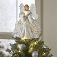 thumbnail image 3 of Figura de ángel de hadas decoración de árbol de Navidad, árbol de Navidad de ángel de peluche de franela blanco y dorado para juguete, exhibición, decoración, regalo, fiesta kaili Sencillez, 3 of 5