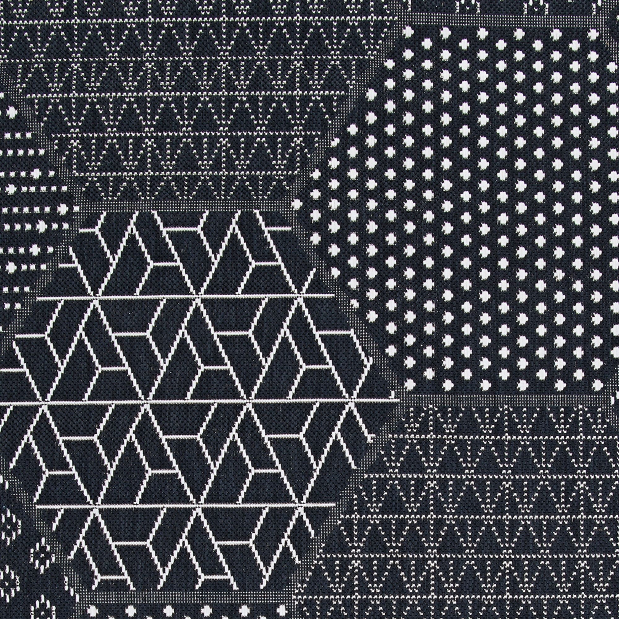 Couristan 2.25' x 11.75' Geometric Indoor Outdoor Area Throw Rug Runner - Black and White