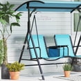thumbnail image 7 of 2 Person Porch Swing with Canopy, Storage Table, Cup Holder, Blue, 7 of 7