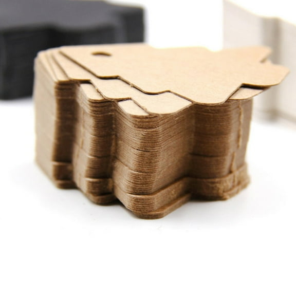 HEATSHAKING 50Pcs Christmas Tree Kraft Paper present Tags for Craft Enthusiasts and Event Organizers 2.1 x 2.1 Inch