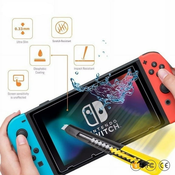 (2 Pack) Tempered Glass Screen Protector 0.33mm Radian 2.5D Round 9H High Definition Premium for Nintendo Switch