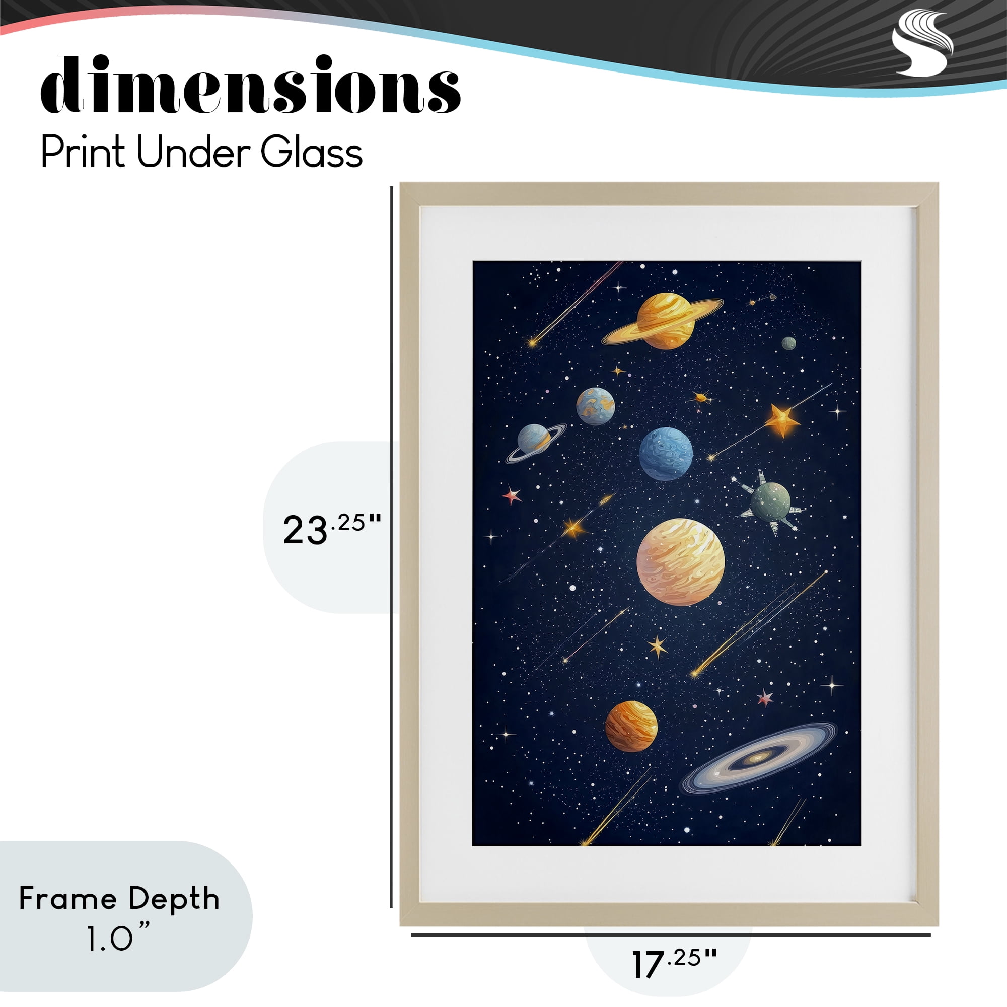 Stupell Industries The Galaxy Composition Birch Framed Print Under Glass, design by Creative Studio