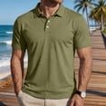 thumbnail image 2 of Mens Polo Shirts Casual Short Sleeve Moisture Wicking Breathable Solid Knit T-Shirts UPF50+ Athletic Collared Golf Shirts Army Green 3XL, 2 of 6
