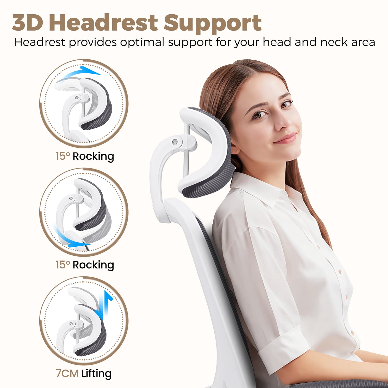 COOLHUT Office Chair Ergonomic Desk Chair, High Back Office Chair with Headrest, Big and Tall Comfy Home Office Desk Chair Lumbar Support Breathable Mesh Office Chair, Dark Gray