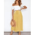 thumbnail image 3 of Womens Boho Maxi Skirt Elastic High Waist A-Line Pleated Ruffle Flowy Long Skirts, 3 of 6