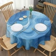 thumbnail image 3 of Blue White Tie Dye Swirl Pattern Round Tablecloth 60"x60",Wrinkle Wipeable Table Cloth for Kitchen Dining Room Picnic Patio Party, 3 of 6