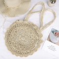 thumbnail image 2 of Bolso De PajaRedondoBolso De Playa De VeranoPara MujerCrochetCorrea Para El HombroConEstiloBohoTejidoBolso ParaVacacionesViajesComprasYUso Diario, 2 of 5