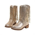 thumbnail image 3 of Fashion On Mid Calf Boots With Fringe Detail Casual Heel Ankle Booties For Girls Carnival And Daily Wear, 3 of 9