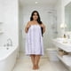 thumbnail image 4 of Yhmxh Decoración del baño Toalla de baño de forro polar coral a rayas de talla grande, suave y absorbente, para mujer, para spa, ducha, bata de baño grande y ancha, se adapta a entre 50 y 90 kg., 4 of 5