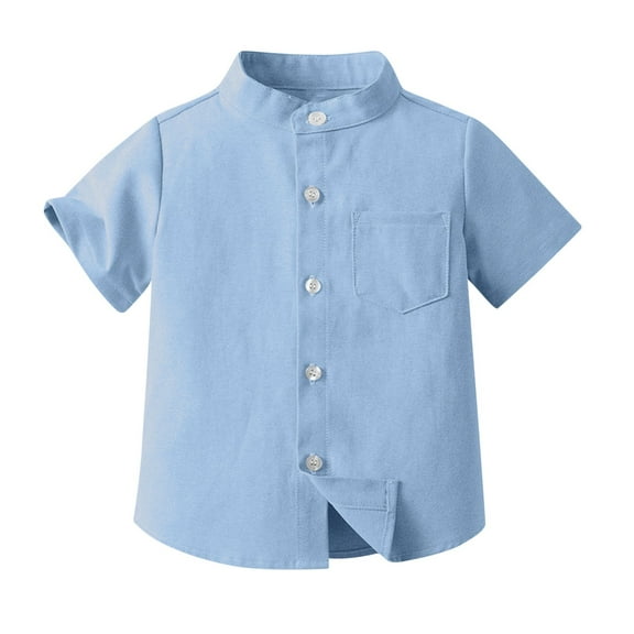 Fengyings Clearance Toddler Baby Boys Short Sleeve Button Down Shirts Summer Clothes Casual Dress Shirts for Boys Size 0-2Y