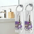 thumbnail image 4 of Lavender Eiffel Tower Hand Towels White Bath Towels Soft Absorbent 100% Combed Ring Spun Cotton Bathroom Towel Kitchen Dishwashing Towels Hotel Spa Towels 16 x 30 inches, 4 of 7