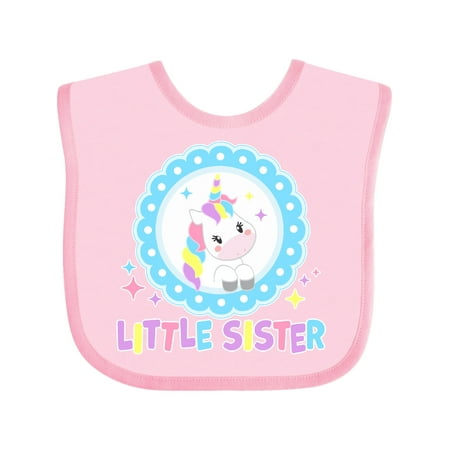 

Inktastic Little Sister cute unicorn Gift Baby Girl Bib