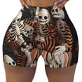 thumbnail image 2 of Logiee Whimsical Halloween Skeletons Print Women's Biker Shorts,Workout Gym Shorts,Scrunch Shorts,Tummy Control Hidden Scrunch Running Yoga Shorts-X-Large, 2 of 8