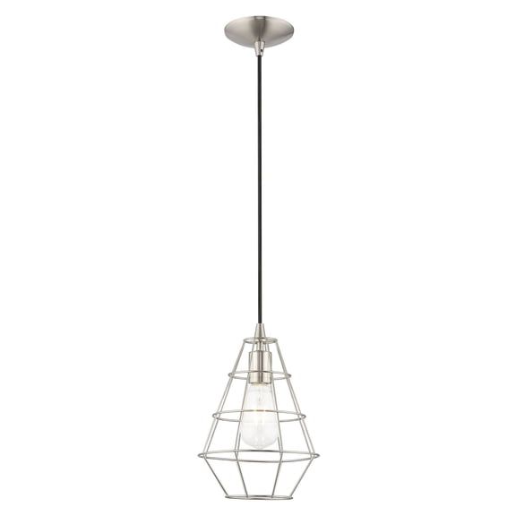 41322-91 Livex Lighting Geometric - 1 Light Mini Pendant in Contemporary Style - 7.75 Inches wide by 15 Inches high-Brushed Nickel Finish