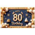 thumbnail image 2 of Golden Theme Happy Birthday Banner Decorative Elements 80th Birthday Party Backdrop for Milestone Celebration Event Decoration Indoor Party, 2 of 7