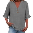 thumbnail image 2 of Womens Shirts Short Sleeve Kelon Women's Short Sleeve Shirts V Neck Boho Tops Work Blouses Business Casual Outfits Lightweight Shirt Casual Going Out Top, M, 2 of 6