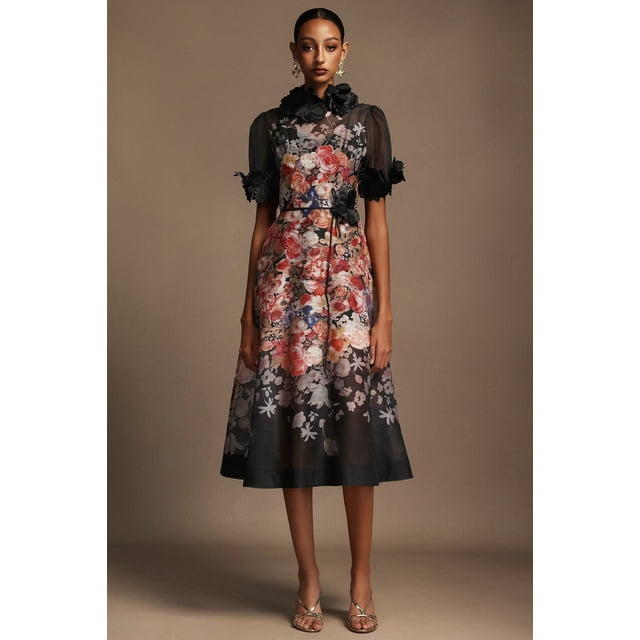 Vestido Bellabarnetten Haliya con estampado de flores a media pierna de manga corta