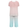 thumbnail image 4 of Tnhcen 2 Piece Women's Gradient Print Pajamas Sets Short Sleeve Top Capri Pants Pjs Sleepwear with Pockets Homewear S-3XL, 4 of 5