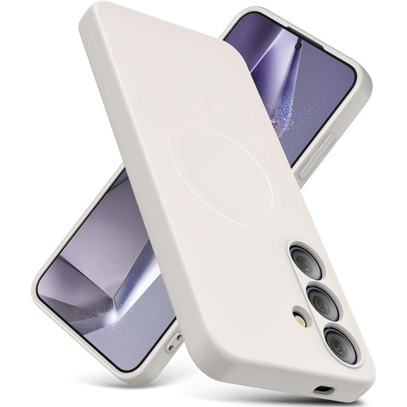Magnetic for Samsung Galaxy S24 Plus Case, Thin Liquid Silicone Case,Shockproof,Slim Thin Phone Case for Galaxy S24 Plus, Full Body Screen Camera Protective Cover-White 12-sam s24p-04