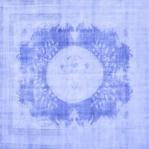 Ahgly Company Indoor Square Medallion Blue Traditional Area Rugs, 6' Square