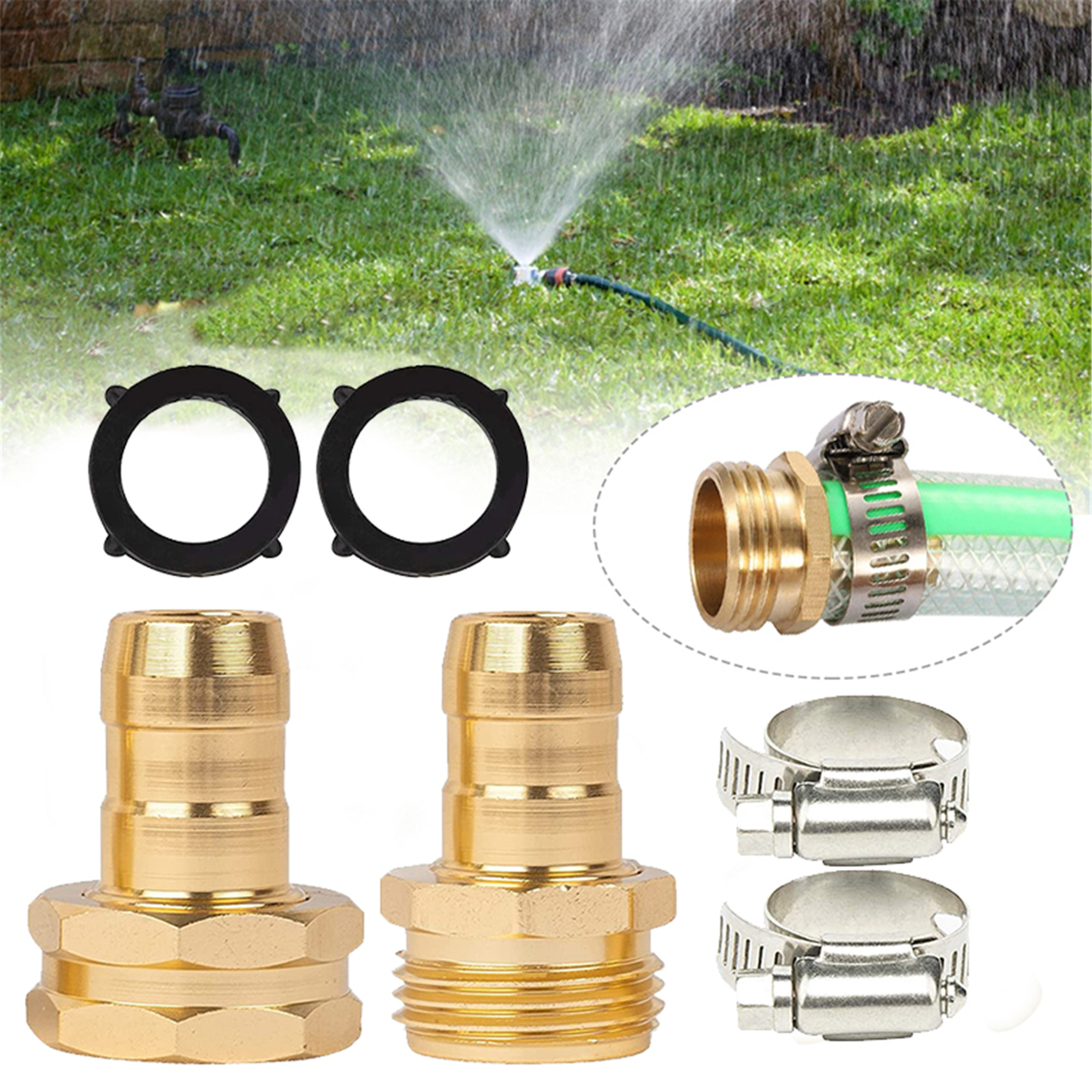 Garden Hose Connector with Clamps, Elbourn 1 Set Hose Connector Male