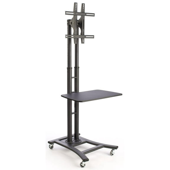 Mobile TV Stand for a 32 to 70 inch Flat Panel Monitor, 28-inch Shelf, Height-Adjustable and Tilting Bracket - Black (MBTVSBK2LS)