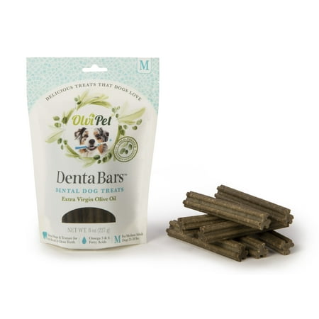 OlviPet® Denta Bars Olive Oil Based Teeth Cleaning Bars for Dogs, Medium, 8