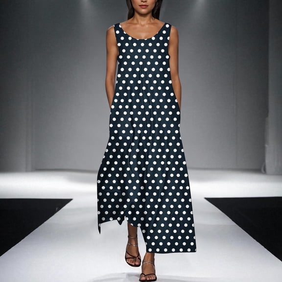 Summer Plus Size Dresses for Womens 2025 Fashion Sexy Printing Sleeveless Round Neck Dress