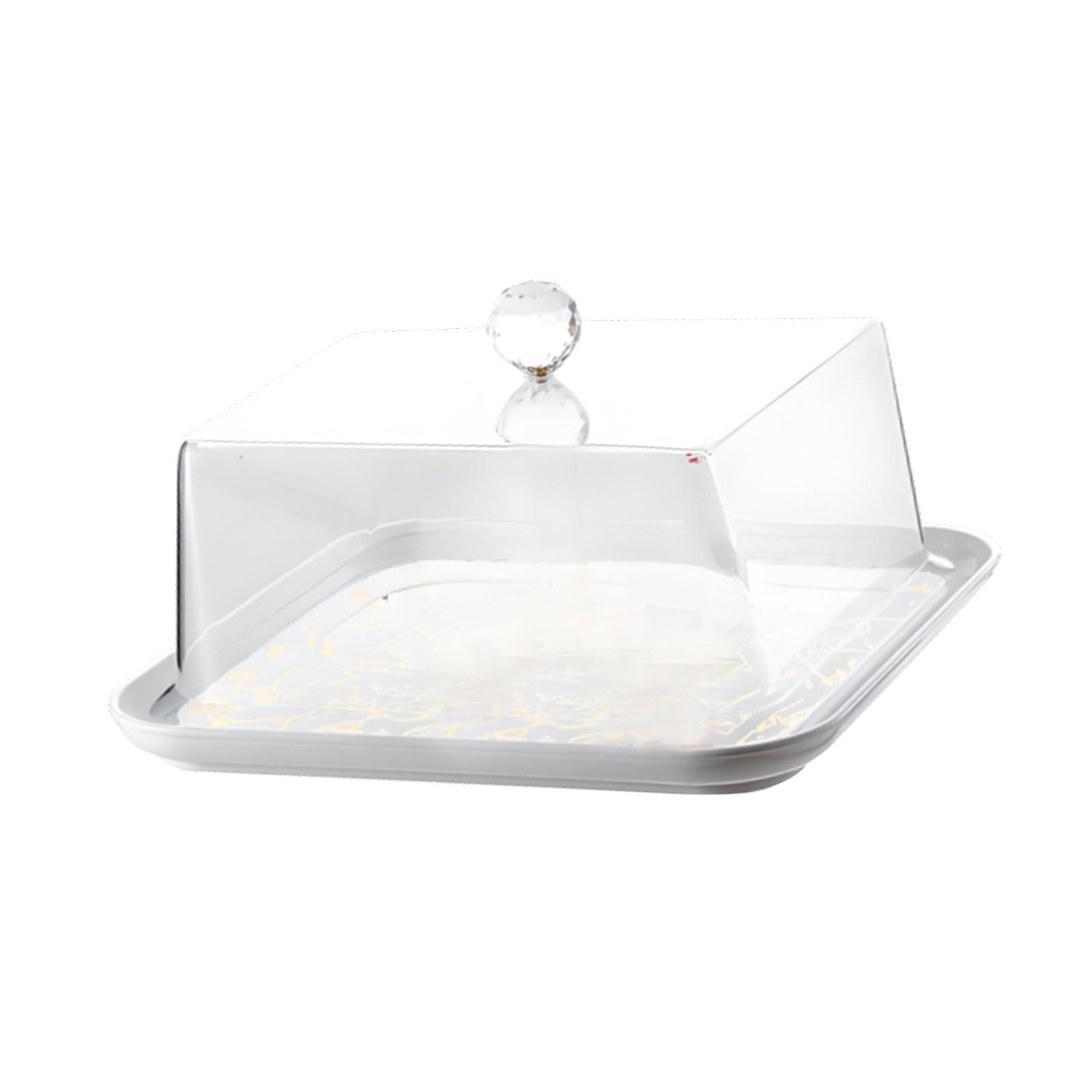 CUTICATE Acrylic Cake Cover Clear Acrylic Pastry Display Case for Birthday Square gold M