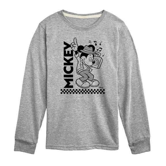 Disney - Mickey & Friends - Mickey Enjoys Music on Boombox - Toddler And Youth Long Sleeve Graphic T-Shirt