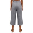thumbnail image 4 of Pants for Women Summer Linen Pants with Pockets Flowy Casual Wide Leg Capri Pants Gray 2XL, 4 of 5
