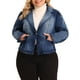 thumbnail image 1 of Chaquetas de mezclilla de talla grande Agnes Orinda para mujeres, blazers de trabajo con solapa de jean, azul oscuro 1X, 1 of 5