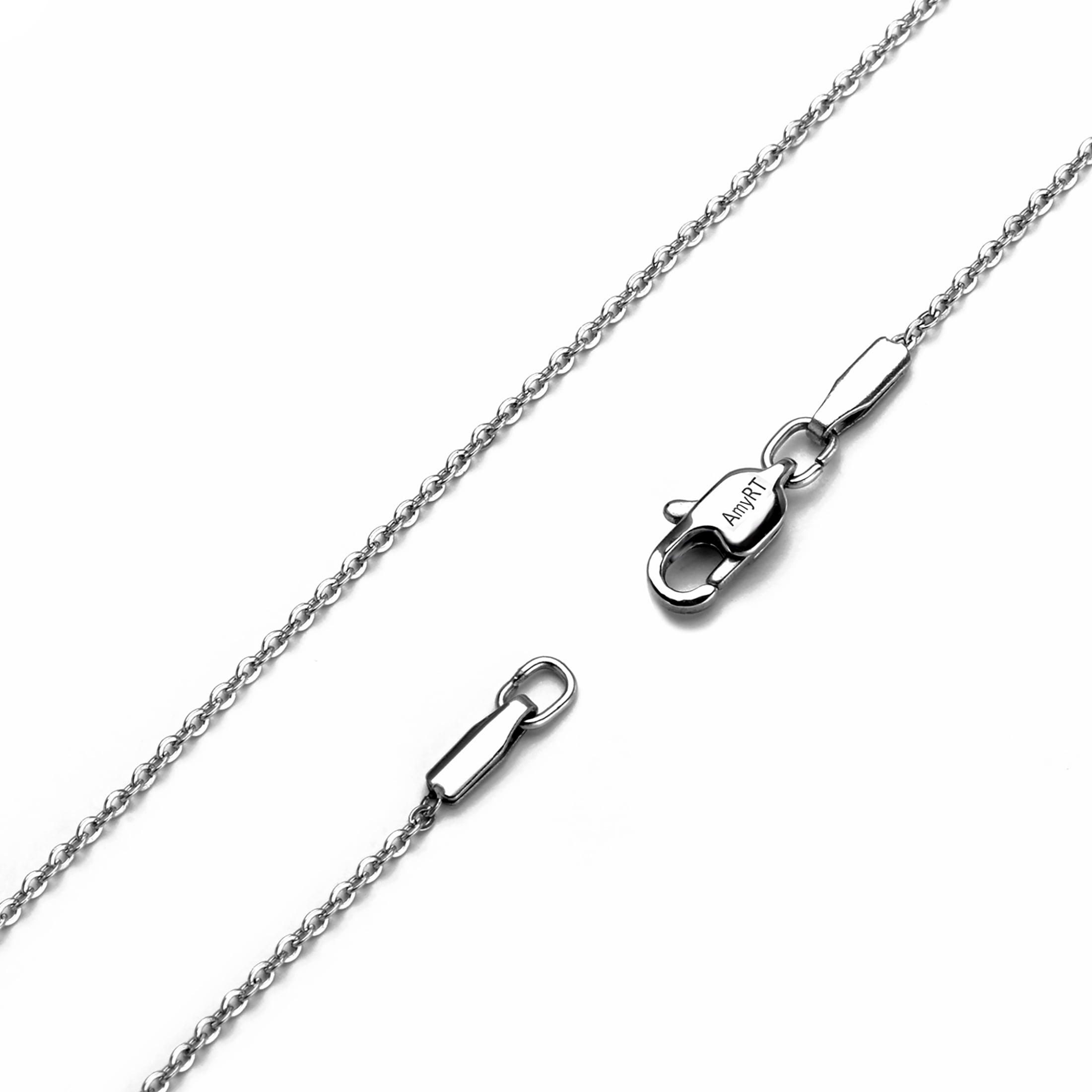 AmyRT Jewelry 1.2mm Titanium Steel Silver Cable Chain Necklaces for Women 16 in