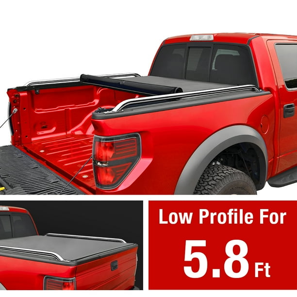 Low Profile Soft Roll Up Truck Bed Tonneau Cover For 2014 2019 Chevy Silverado Gmc Sierra 1500 Fleetside 5 8 Bed For Models Without Utility Track System Walmart Com Walmart Com