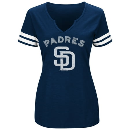 Women's Majestic Navy/White San Diego Padres Decisive Moment V-Notch