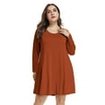thumbnail image 4 of Plus Size Orange Dresses 1X for Women, VEPKUL Crew Neck T Shirt Dress Long Sleeve Casual Loose Swing Fall Dress with Pockets, 4 of 8