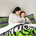 thumbnail image 5 of Castle Fairy Animal Leopard Cheetah Zebra Print Full Size Comforter Sets 3-Piece for Kids Teens Adults,Abstract Stripes Lines Bedding Comforter Set,Vintage Aesthetic Lightweight Bedding Sets, 5 of 8